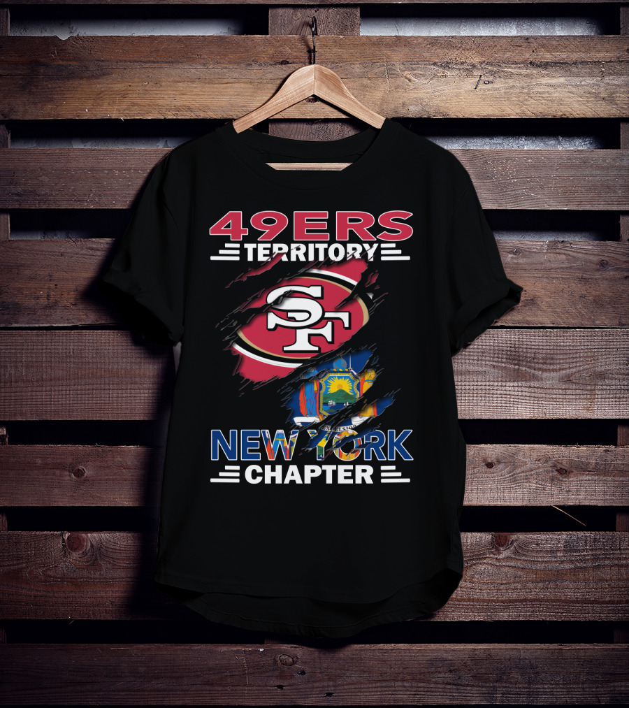49ers Territory New York Chapter SF Logo With New York Flag Background T-Shirt