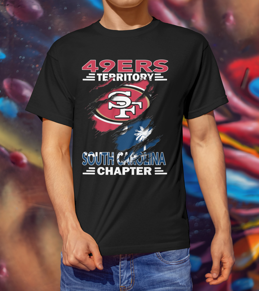 49ers Territory South Carolina Chapter SF Logo Palmetto Flag T-Shirt