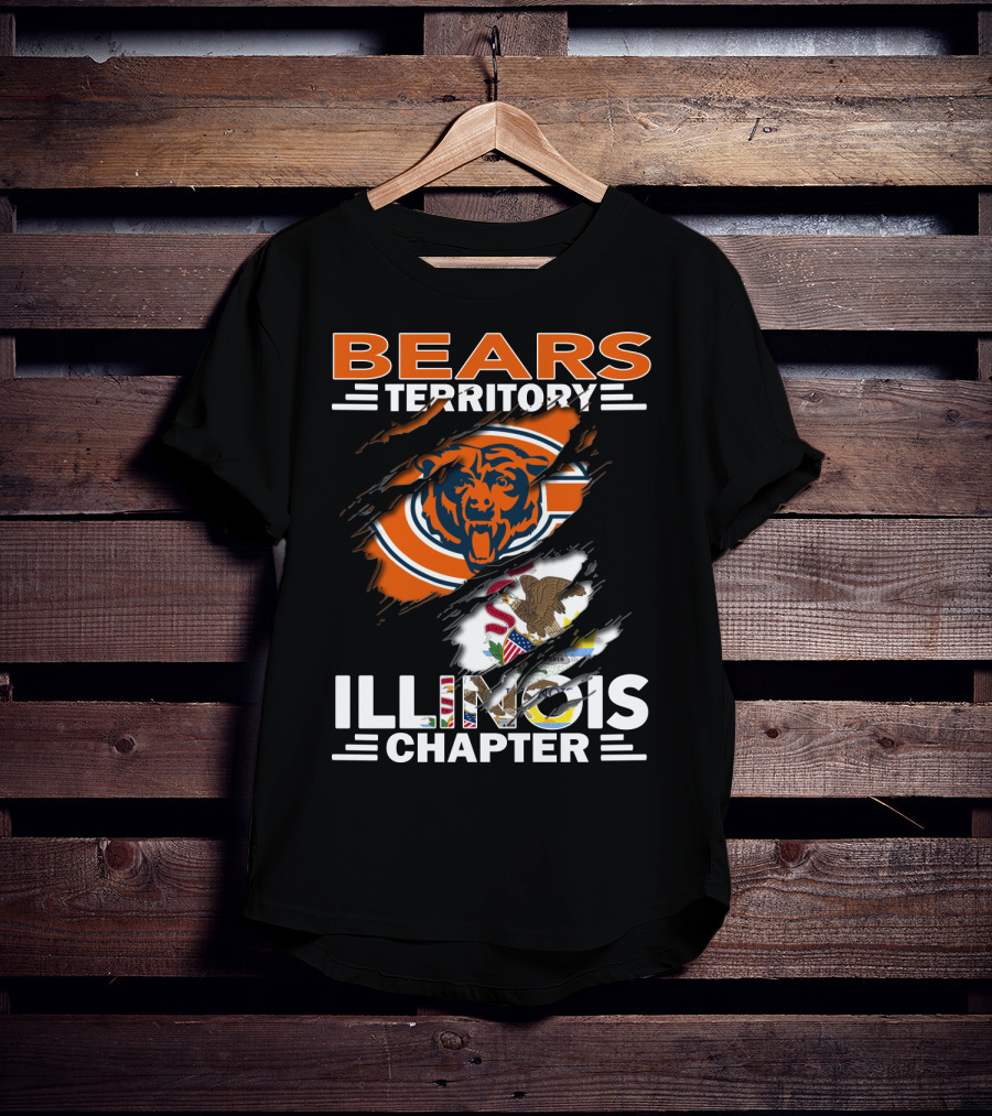 Bears Territory Illinois Chapter Chicago Bears Logo And Illinois State Flag T-Shirt