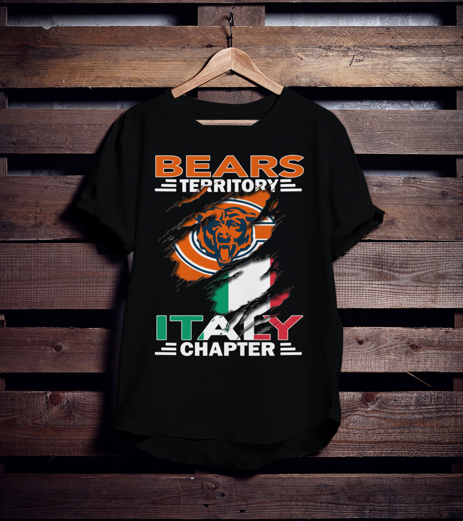 Bears Territory Italy Chapter NFL Team Symbol With Italian Flag Background T-Shirt