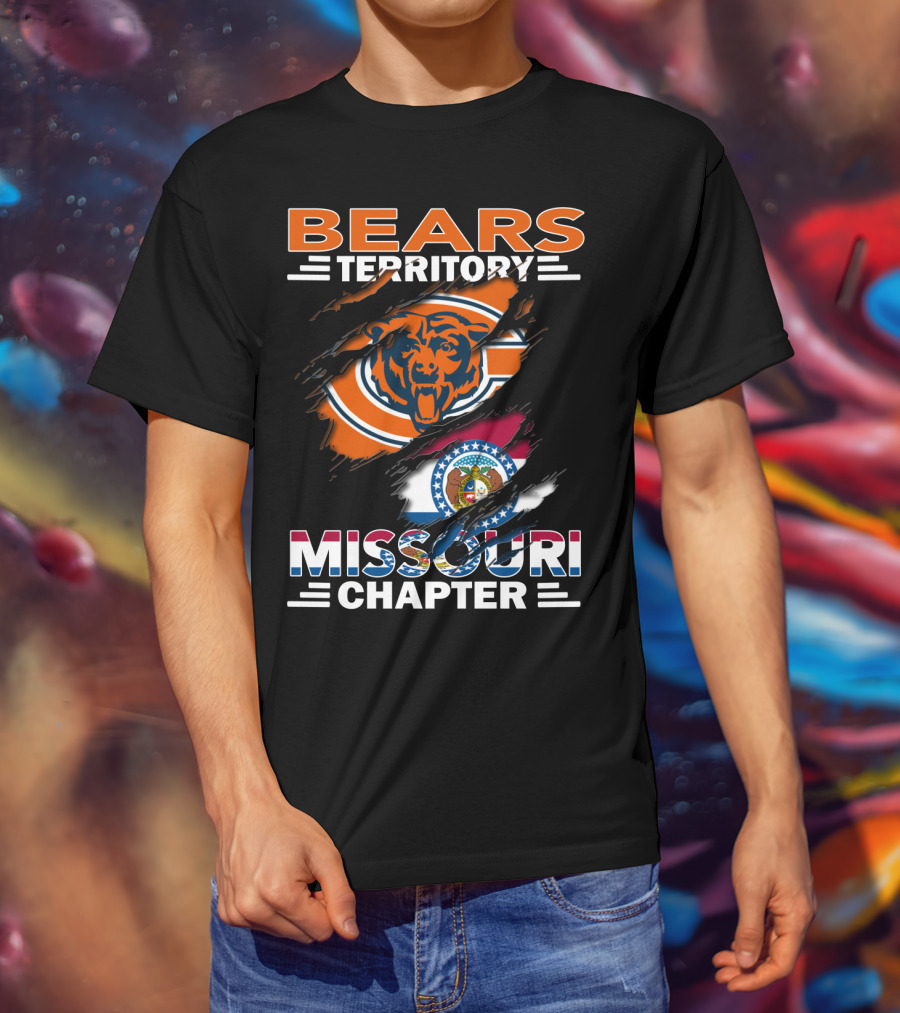 Bears Territory Missouri Chapter Chicago Bears And Missouri State Flag T-Shirt
