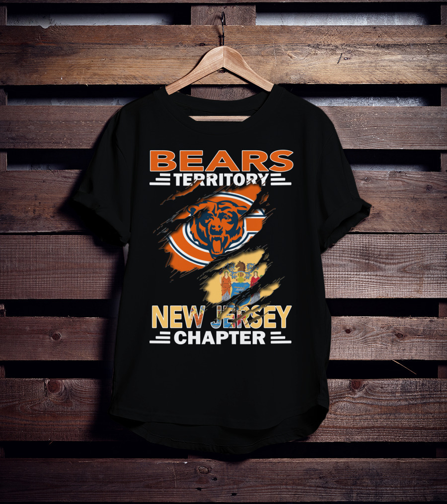 Bears Territory New Jersey Chapter Chicago Bears Logo And State Flag Integration T-Shirt