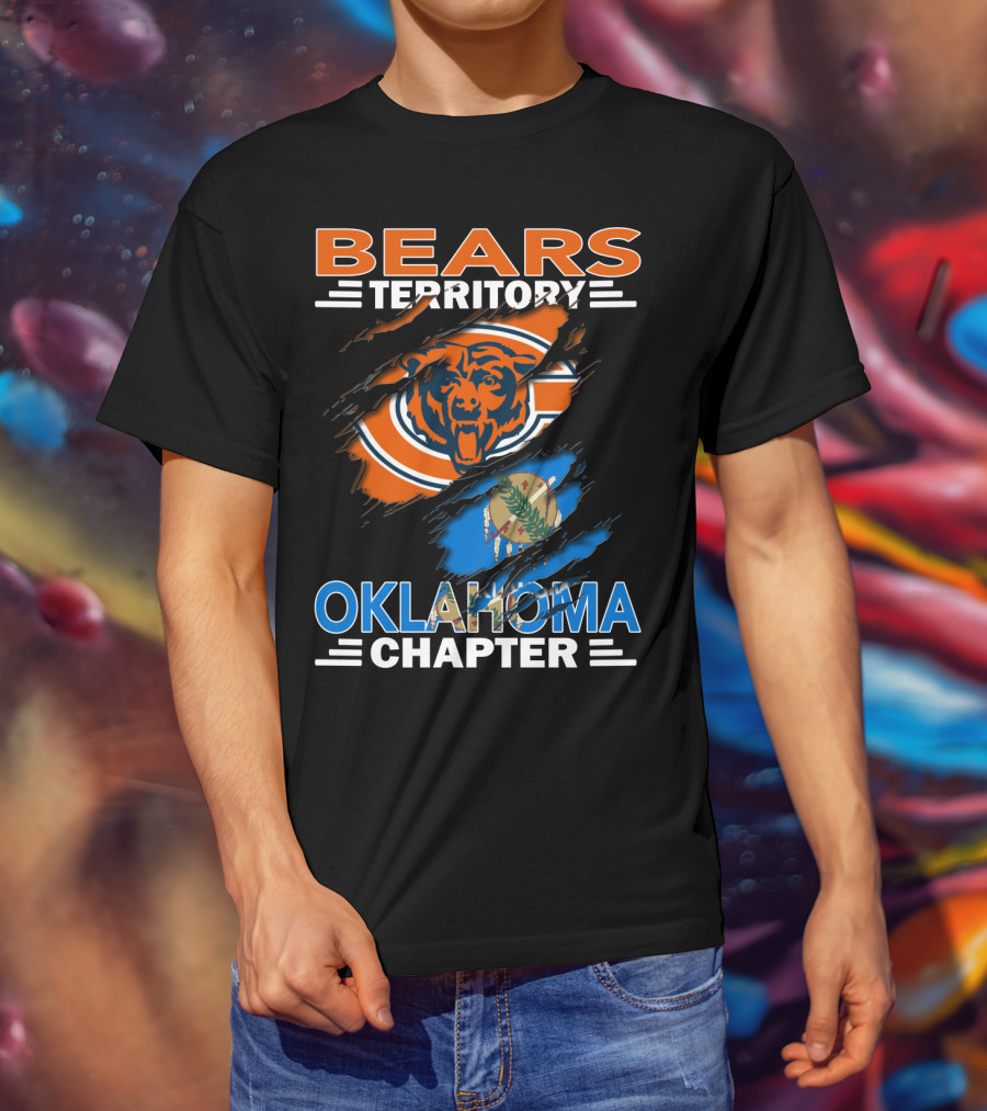 Bears Territory Oklahoma Chapter Chicago Bears Logo With State Flag Background T-Shirt