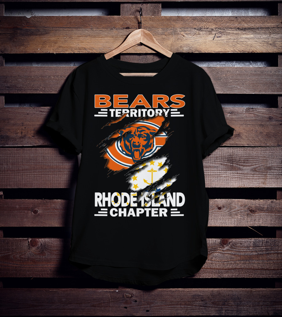 Bears Territory Rhode Island Chapter Chicago Bears Logo And Rhode Island Flag T-Shirt