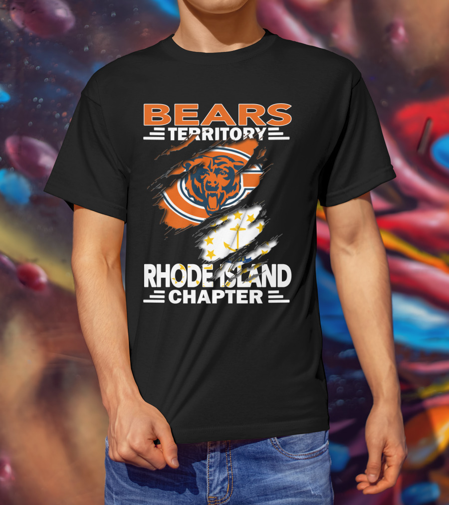 Bears Territory Rhode Island Chapter Chicago Bears Logo And Rhode Island Flag T-Shirt