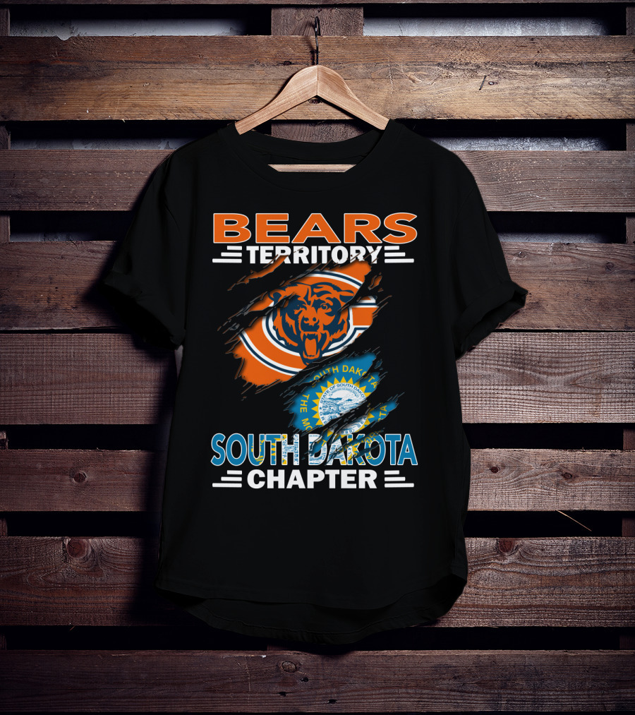 Bears Territory South Dakota Chapter Logo With Chicago Bears And State Emblem T-Shirt