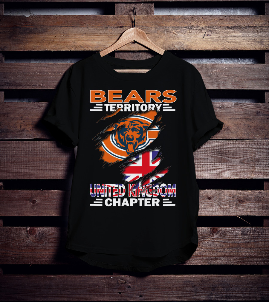 Bears Territory United Kingdom Chapter NFL Fan Club Logo With Union Jack And Bear Emblem T-Shirt