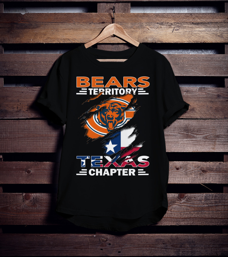 Bears Territory Texas Chapter Chicago Bears Logo Ripped Texas Flag T-Shirt