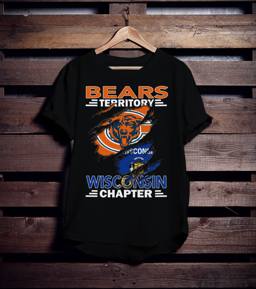 Bears Territory Wisconsin Chapter Chicago Bears Logo With Wisconsin Flag Background T-Shirt