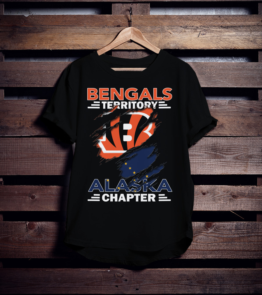 Bengals Territory Alaska Chapter Logo With Torn Effect And Flag Elements T-Shirt