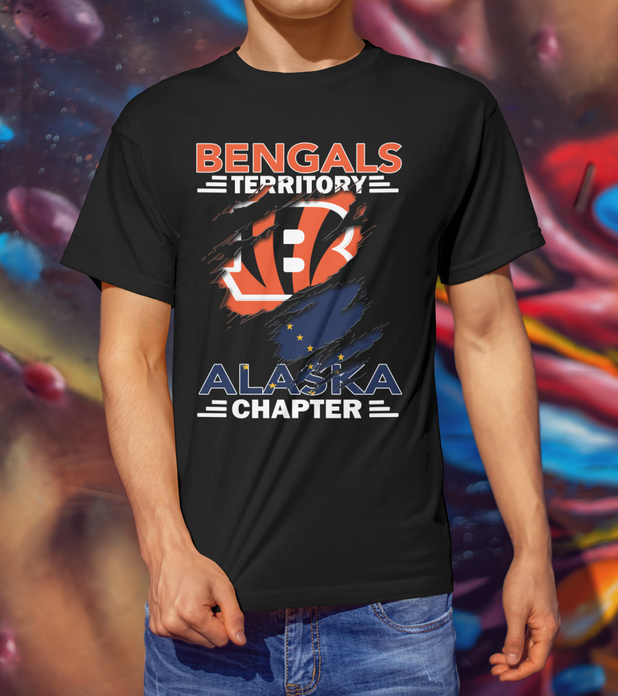 Bengals Territory Alaska Chapter Logo With Torn Effect And Flag Elements T-Shirt