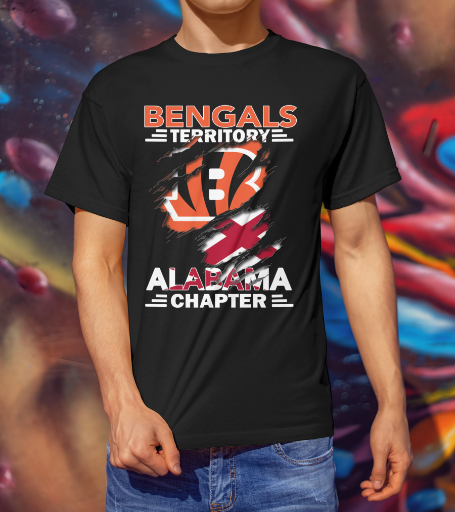 Bengals Territory Alabama Chapter Logo Featuring Torn Flag T-Shirt