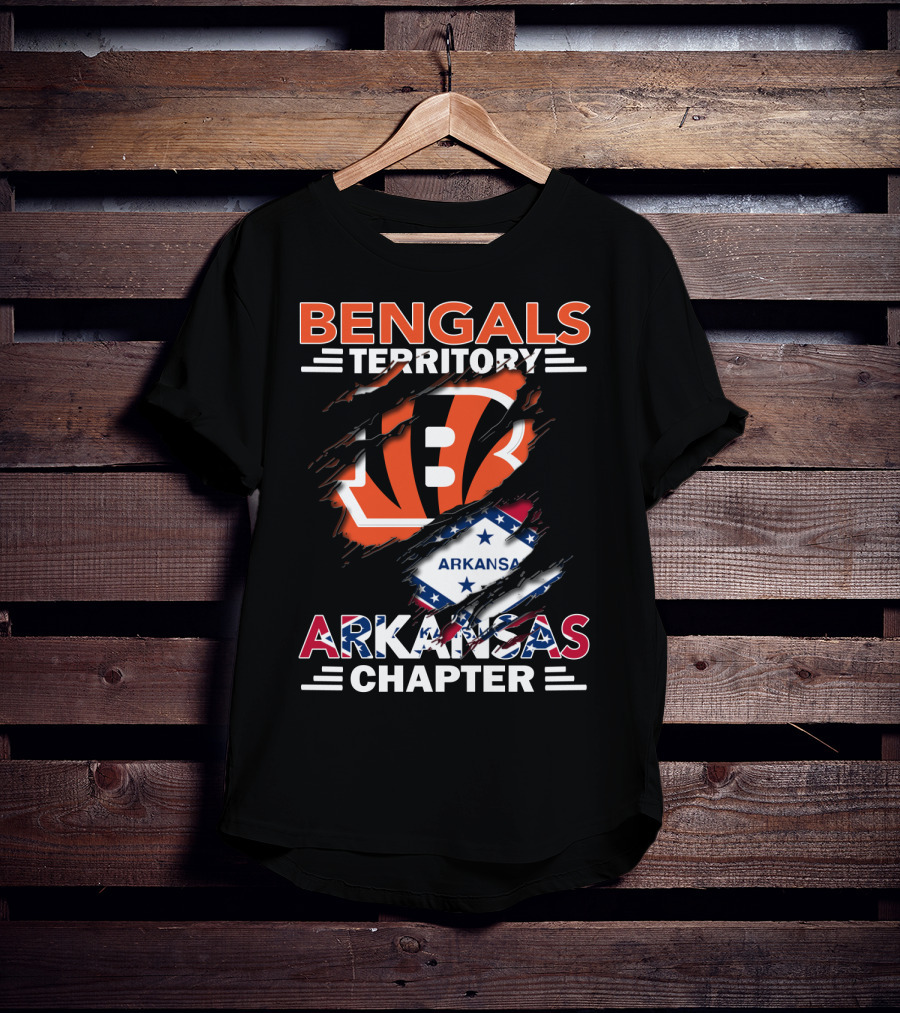 Bengals Territory Arkansas Chapter NFL Fan Logo With State Flag T-Shirt