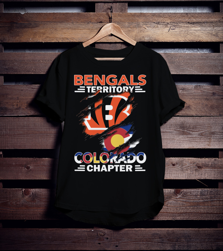 Bengals Territory Colorado Chapter B Logo And Colorado Flag T-Shirt