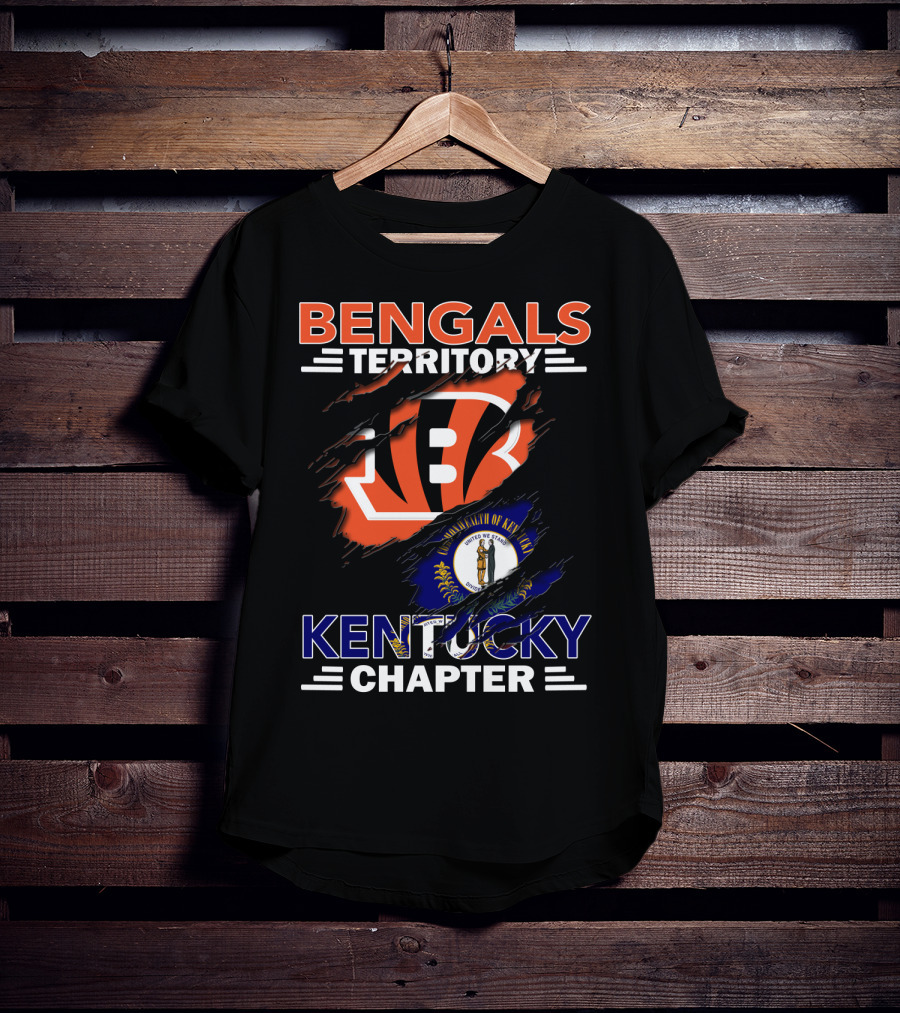 Bengals Territory Kentucky Chapter Ripped Logo With State Flag T-Shirt