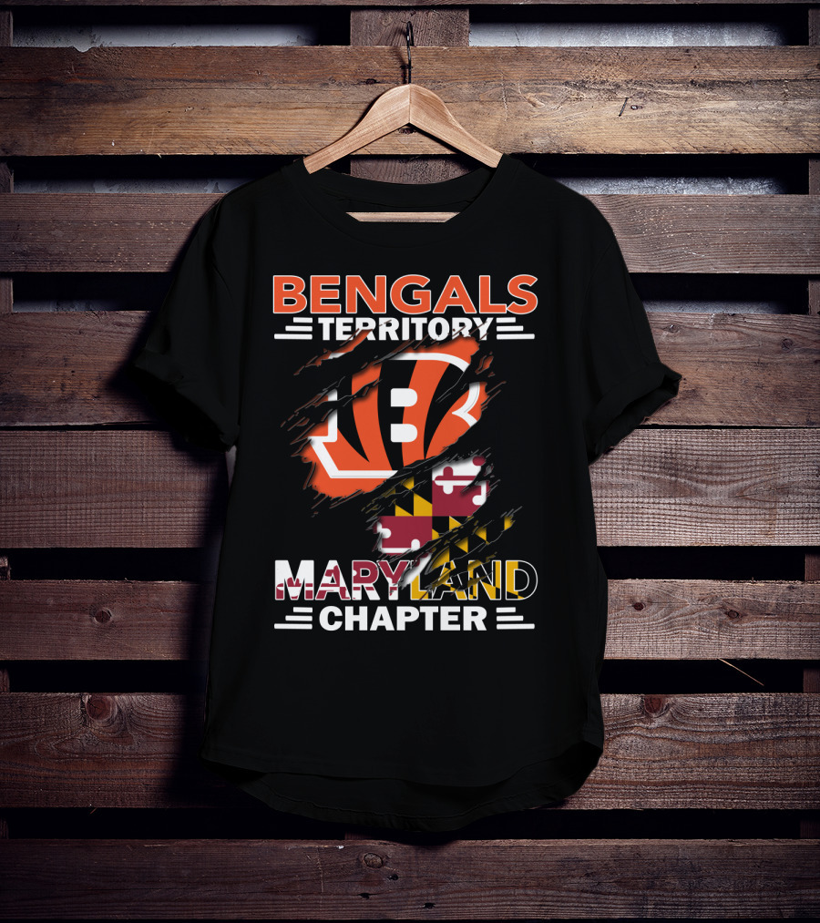 Bengals Territory Maryland Chapter Cincinnati Bengals Logo Maryland Flag T-Shirt