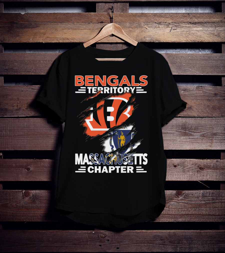 Bengals Territory Massachusetts Chapter Logo With Iconic Symbols T-Shirt