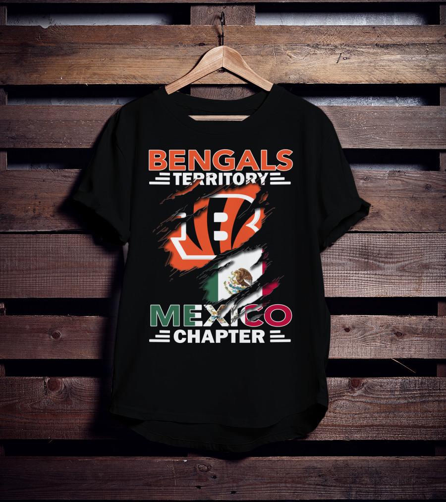 Bengals Territory Mexico Chapter NFL Logo With Mexican Flag Elements T-Shirt