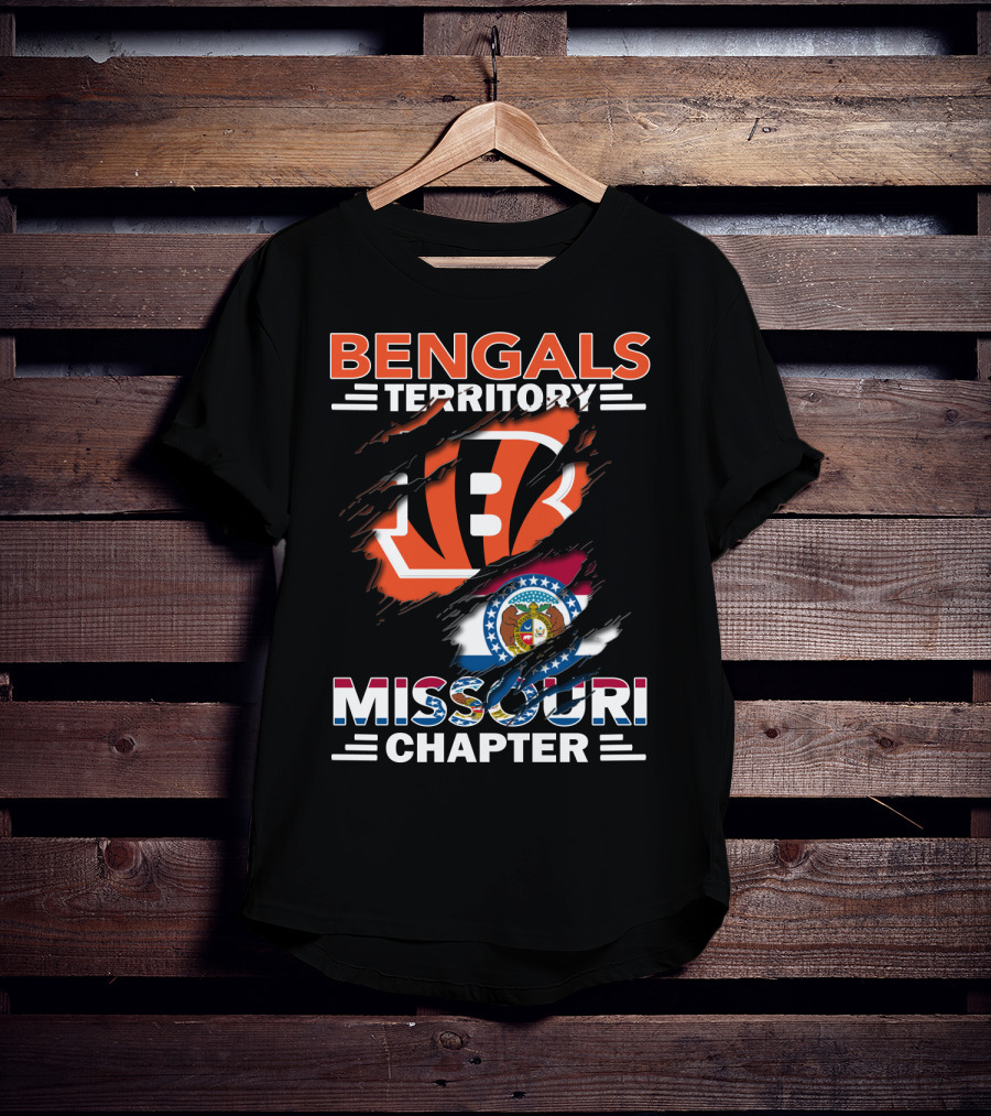 Bengals Territory Missouri Chapter With Torn Logo And State Flag T-Shirt