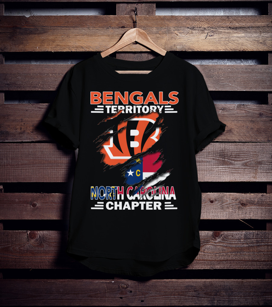 Bengals Territory North Carolina Chapter Flag And Logo Fusion T-Shirt