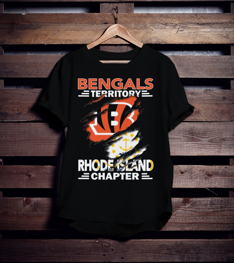 Bengals Territory Rhode Island Chapter Logo With State Flag Elements T-Shirt