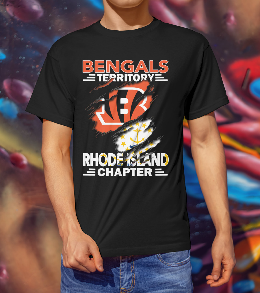 Bengals Territory Rhode Island Chapter Logo With State Flag Elements T-Shirt