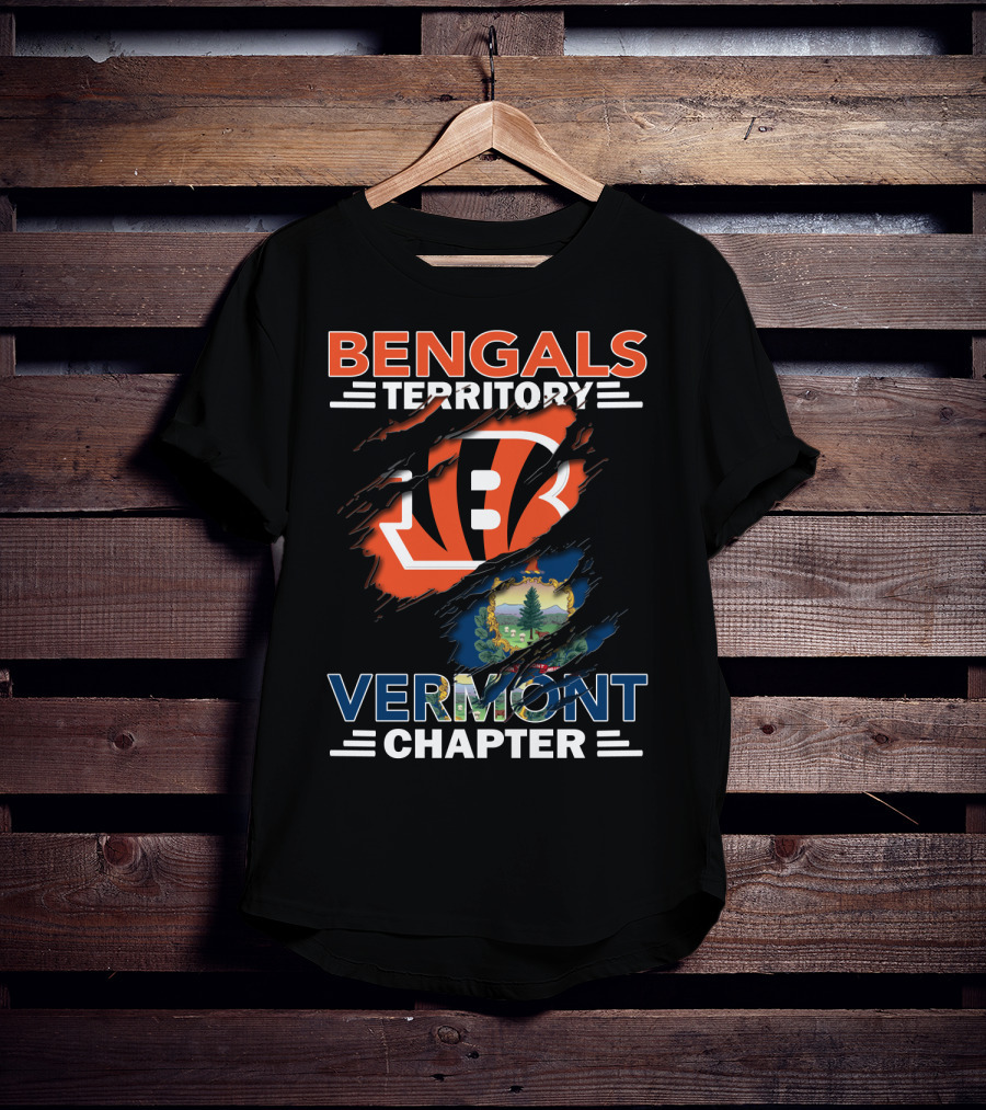 Bengals Territory Vermont Chapter Football Logo And State Flag T-Shirt