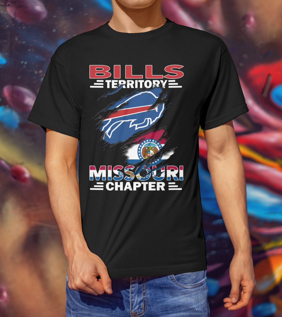 Bills Territory Missouri Chapter Buffalo Logo With State Flag T-Shirt