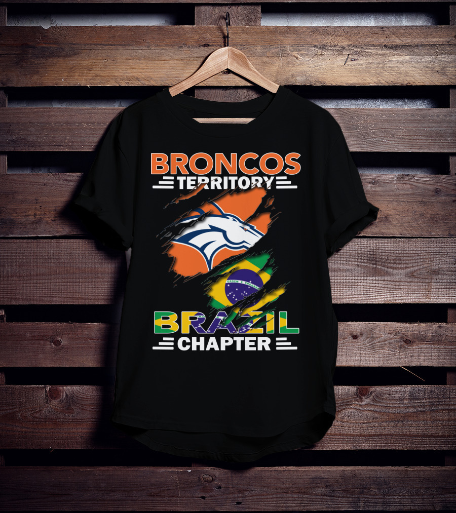 Broncos Territory Brazil Chapter NFL Fan Club Brazilian Flag T-Shirt