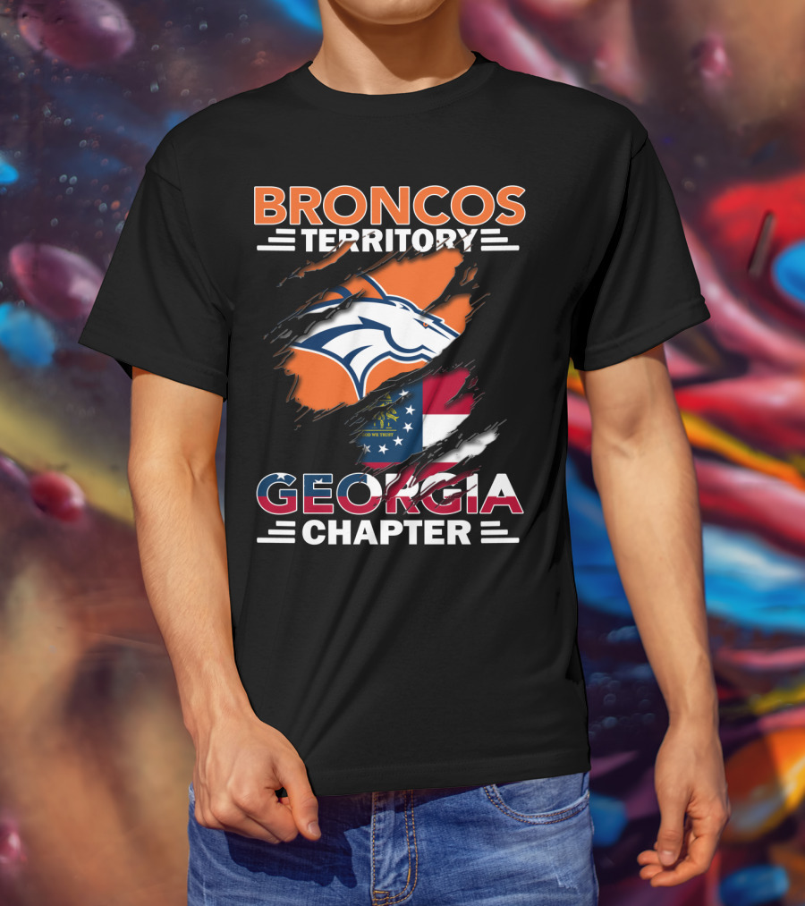 Broncos Territory Georgia Chapter Logo With State Flag And Horse Emblem T-Shirt
