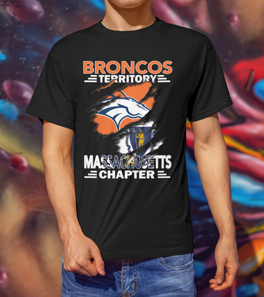 Broncos Territory Massachusetts Chapter Logo And State Flag T-Shirt