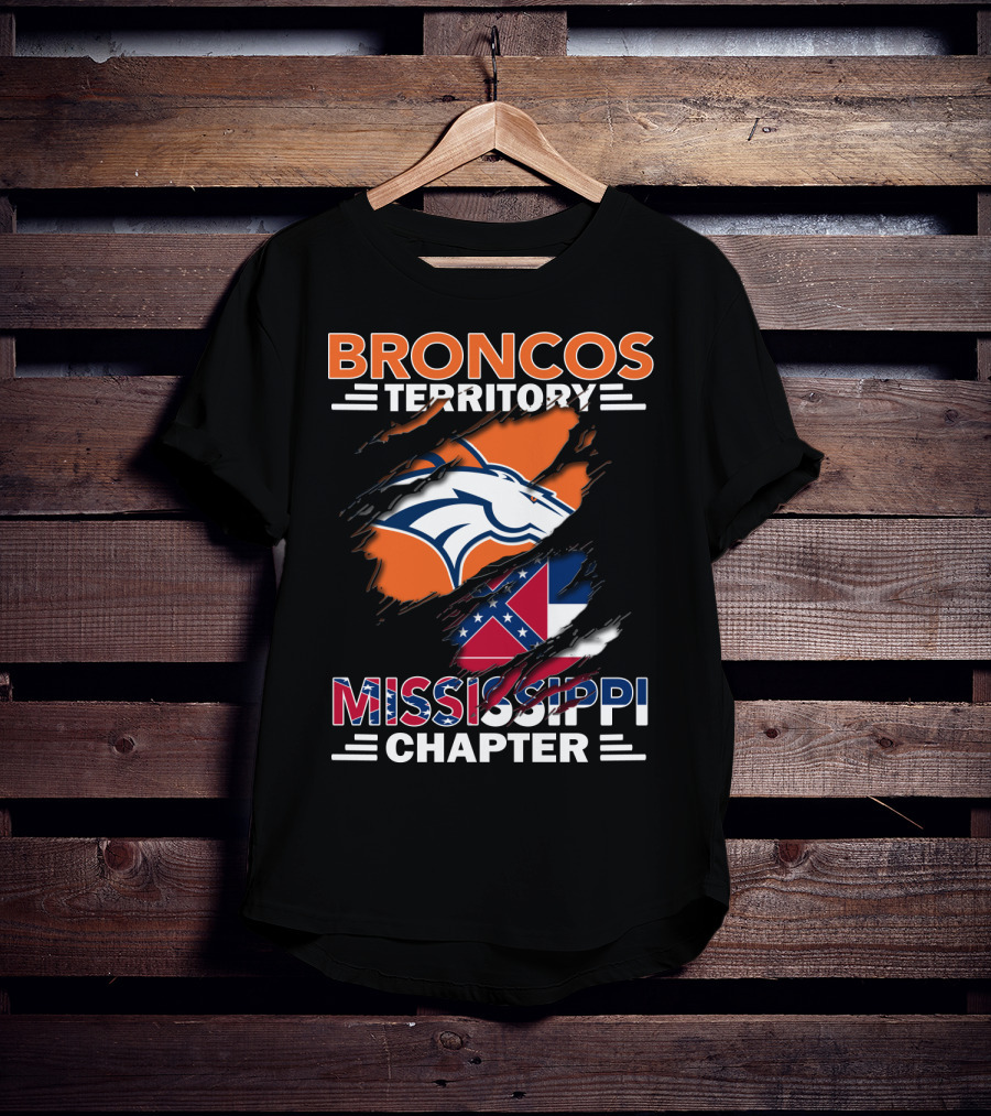 Broncos Territory Mississippi Chapter Mississippi Flag Broncos T-Shirt