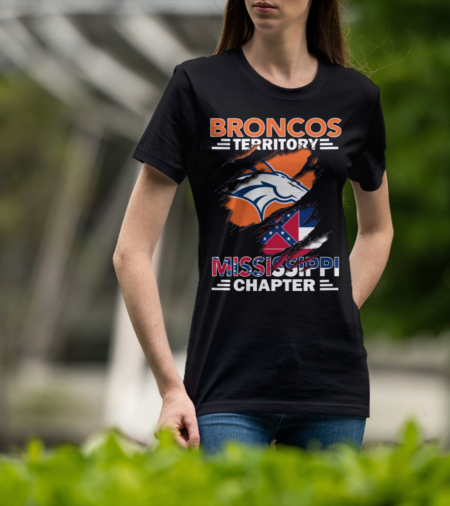 Broncos Territory Mississippi Chapter Mississippi Flag Broncos T-Shirt