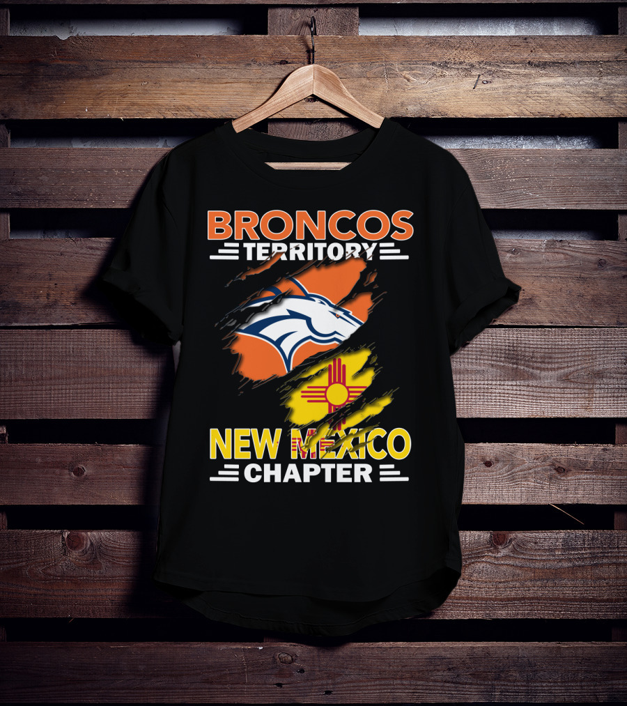 Broncos Territory New Mexico Chapter Ripped Logo And Zia T-Shirt