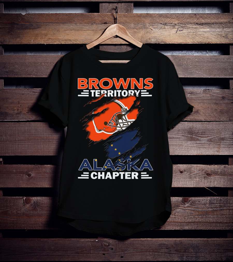 Browns Territory Alaska Chapter Football Helmet And Alaska Flag Integration T-Shirt