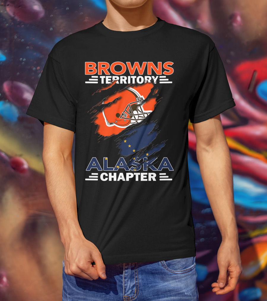 Browns Territory Alaska Chapter Football Helmet And Alaska Flag Integration T-Shirt