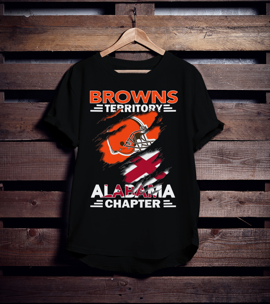 Browns Territory Alabama Chapter Football Helmet And Cross T-Shirt