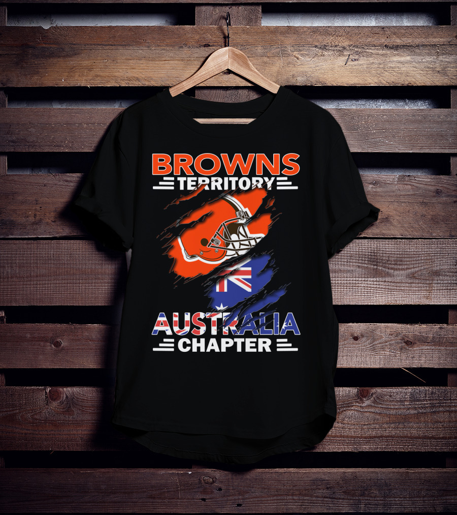 Browns Territory Australia Chapter Helmet With Flag T-Shirt