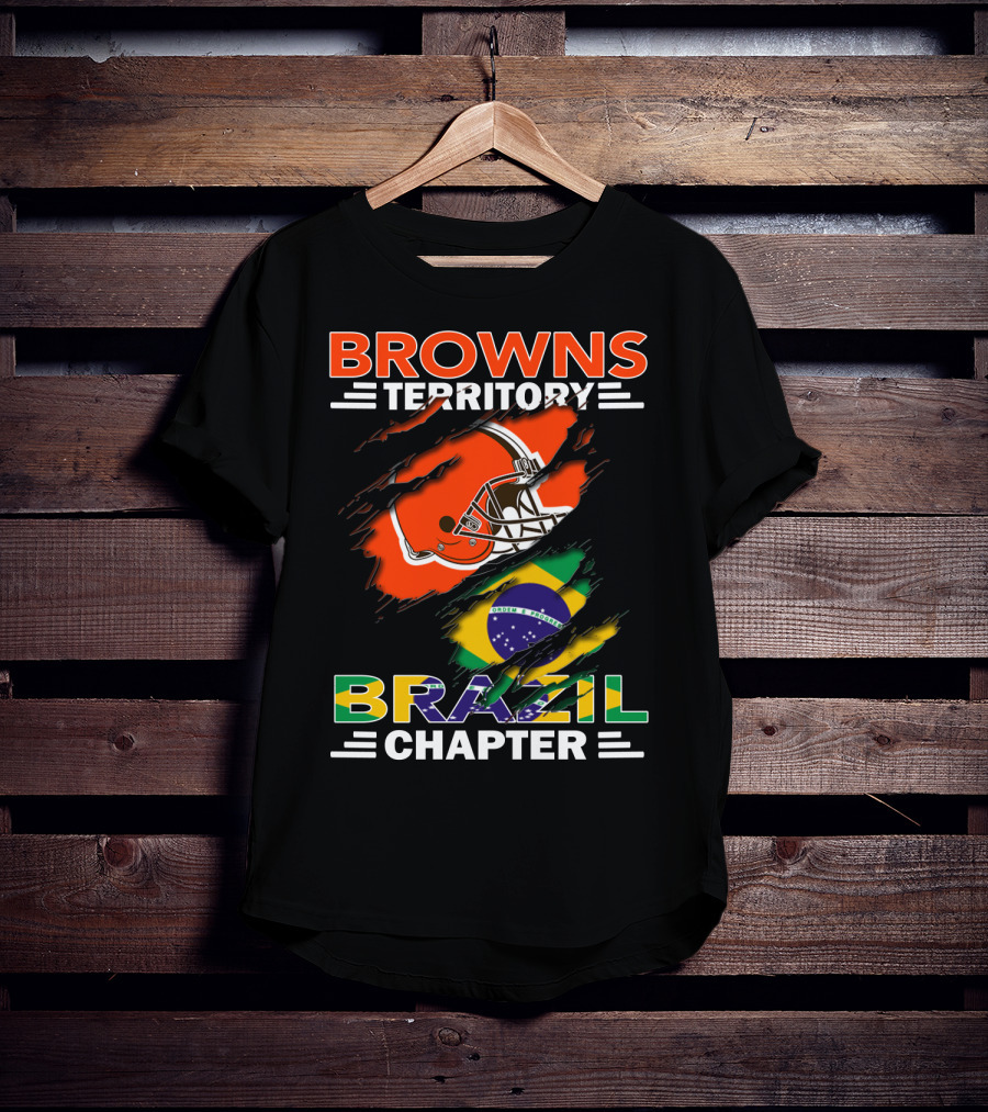Browns Territory Brazil Chapter Helmet And Flag T-Shirt