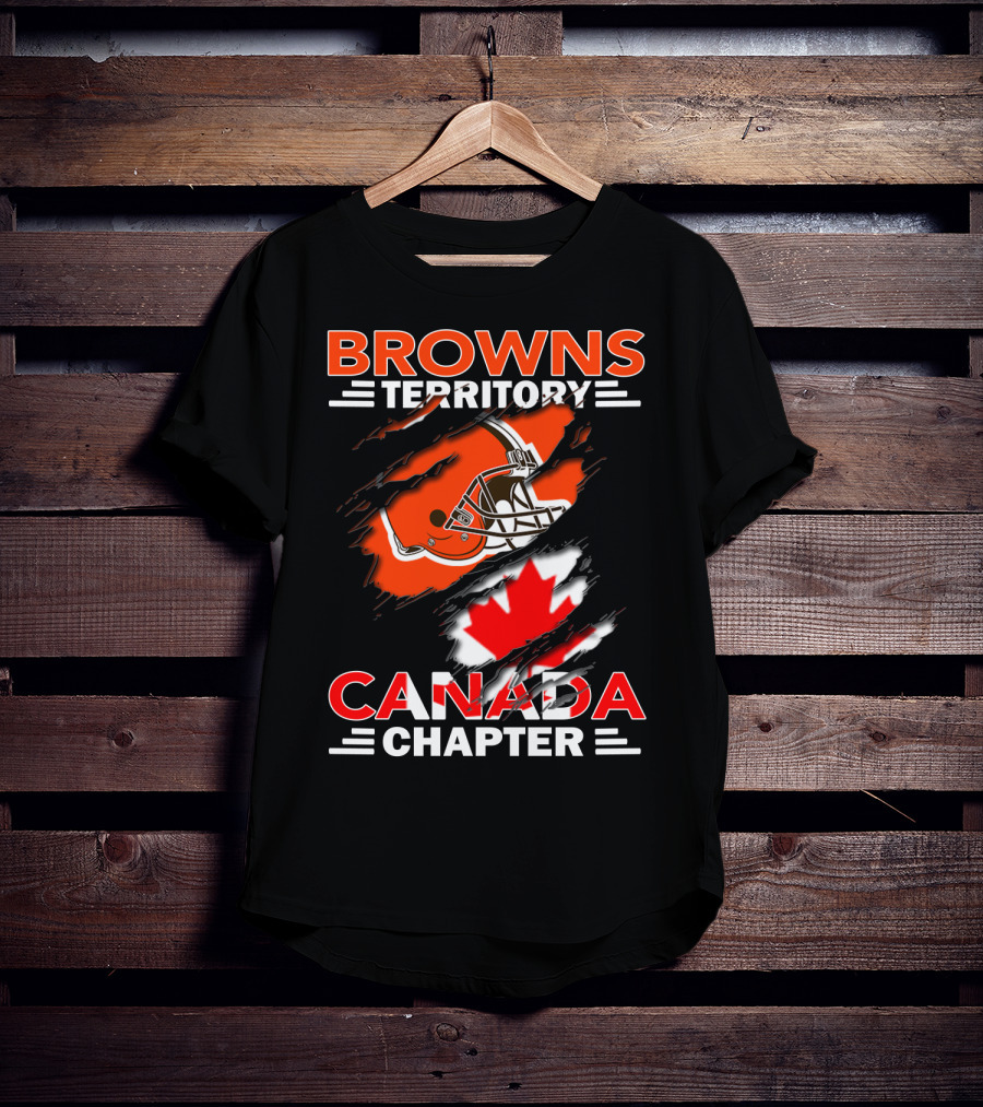 Browns Territory Canada Chapter Helmet And Maple Leaf T-Shirt