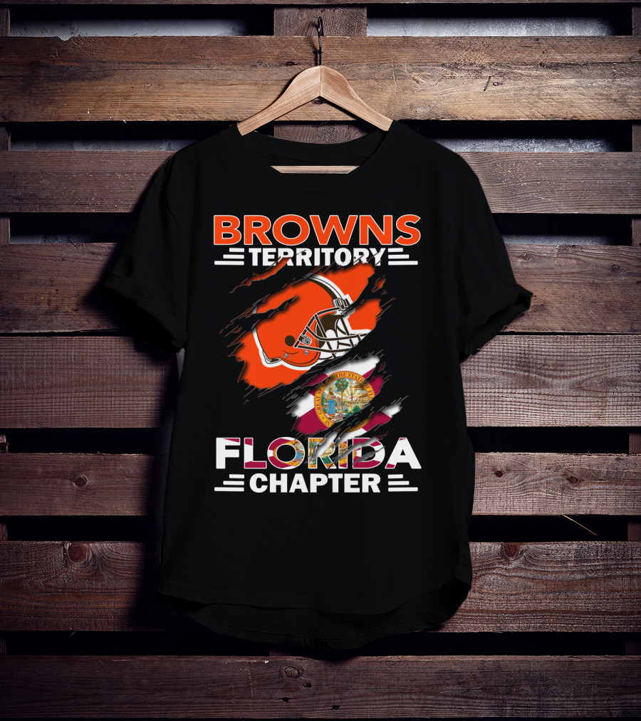 Browns Territory Florida Chapter Football Helmet And State Flag T-Shirt