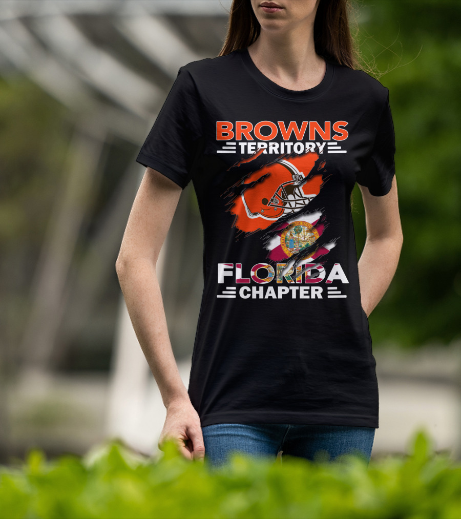 Browns Territory Florida Chapter Football Helmet And State Flag T-Shirt