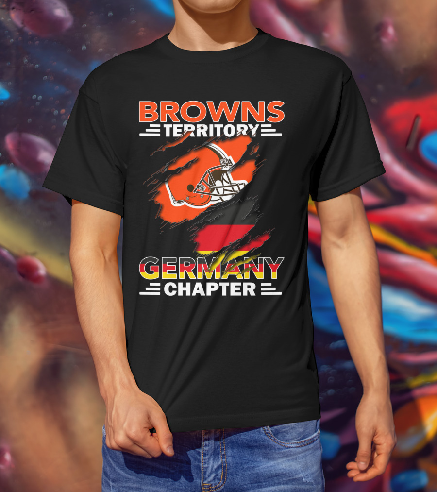 Browns Territory Germany Chapter Helmet And Flag T-Shirt