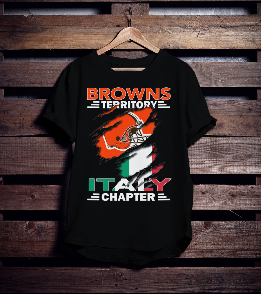 Browns Territory Italy Chapter Cleveland Football Helmet And Italian Flag T-Shirt