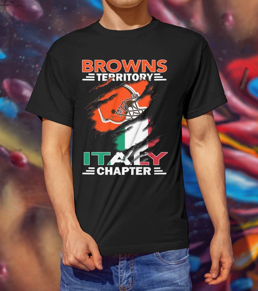 Browns Territory Italy Chapter Cleveland Football Helmet And Italian Flag T-Shirt
