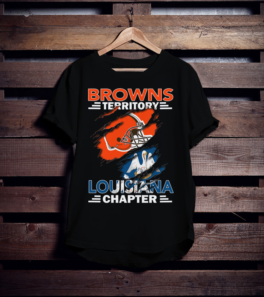 Browns Territory Louisiana Chapter Football Helmet State Flag T-Shirt