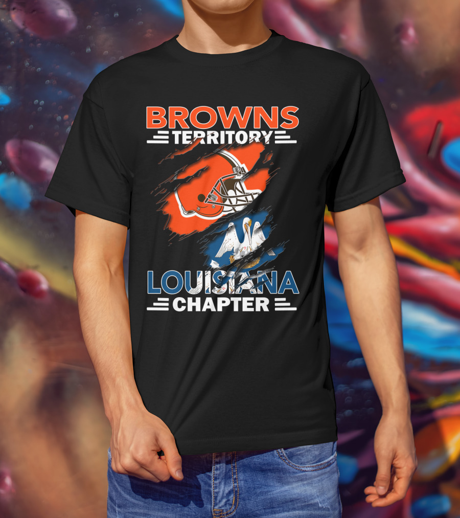 Browns Territory Louisiana Chapter Football Helmet State Flag T-Shirt