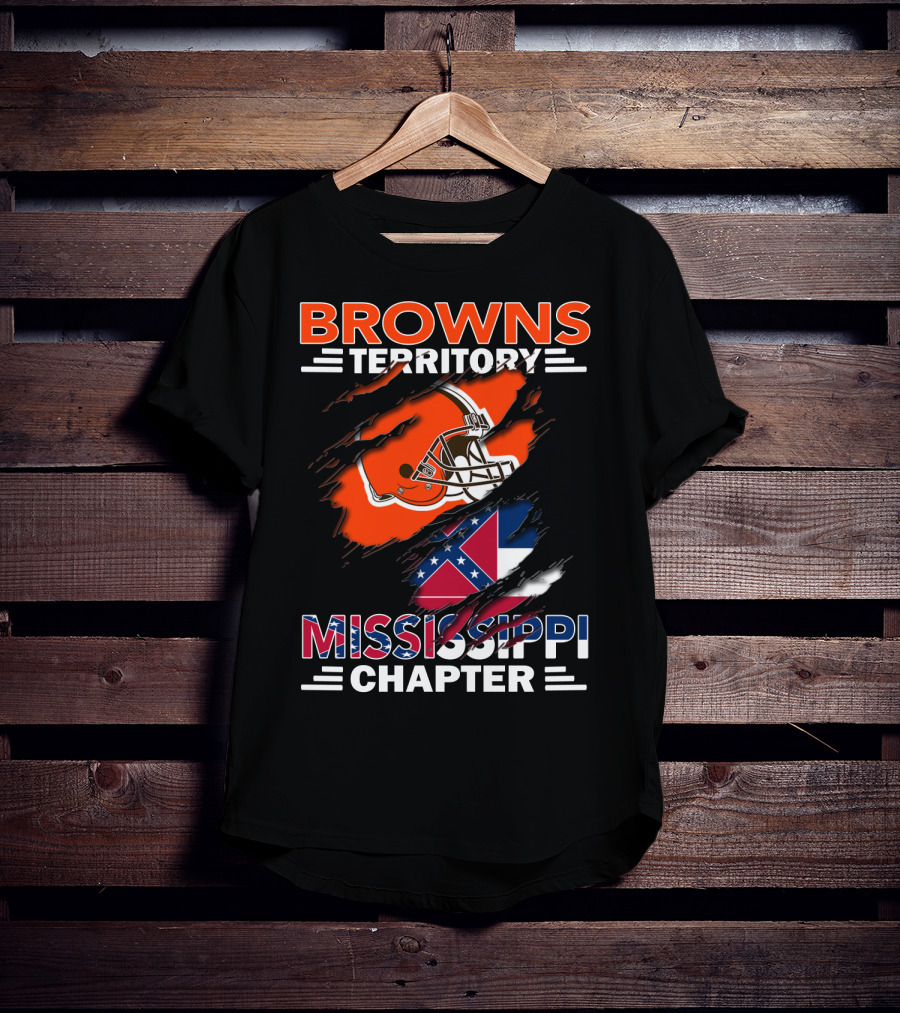 Browns Territory Mississippi Chapter Helmet And Flag T-Shirt
