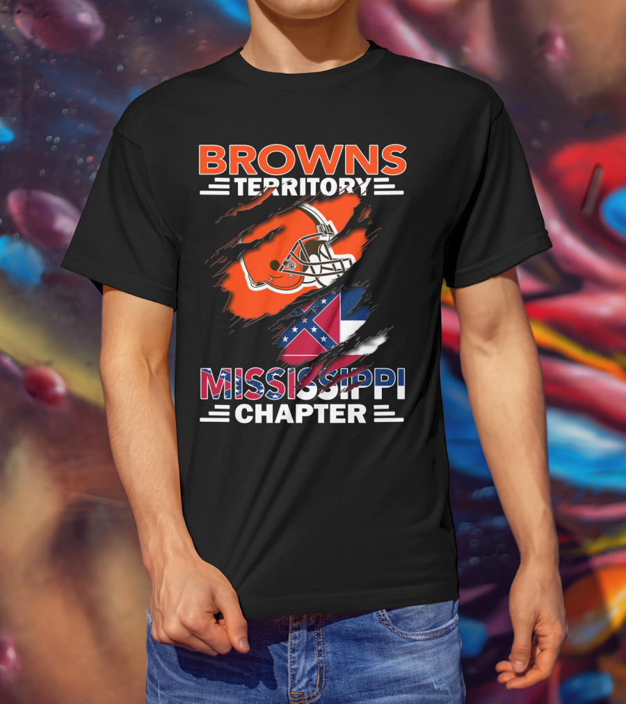 Browns Territory Mississippi Chapter Helmet And Flag T-Shirt