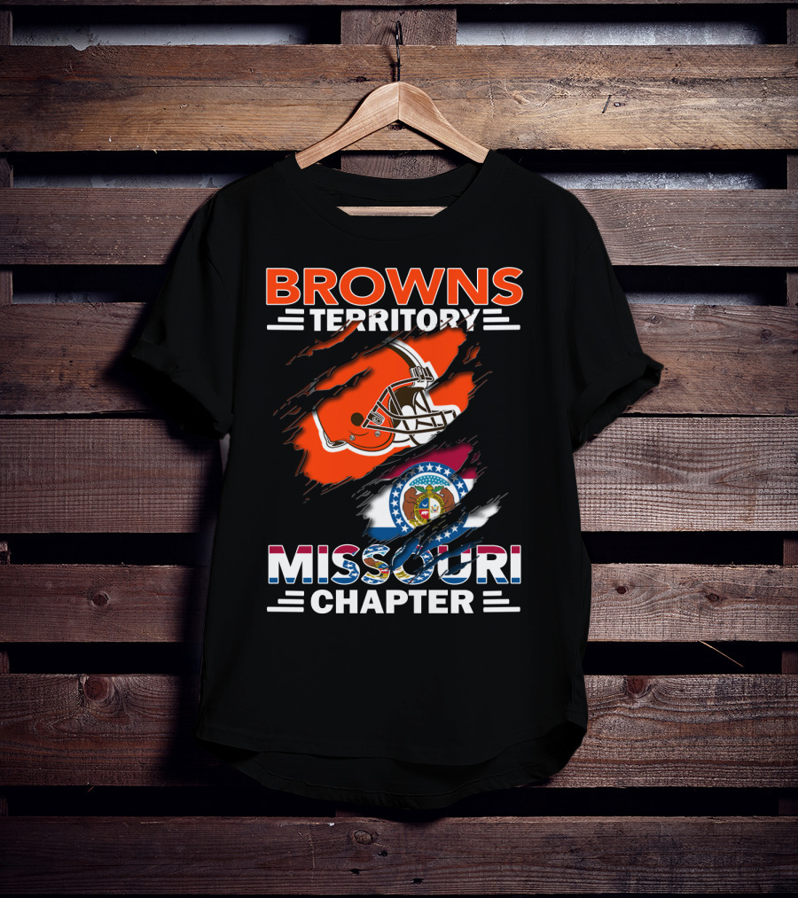 Browns Territory Missouri Chapter Helmet And State Flag T-Shirt